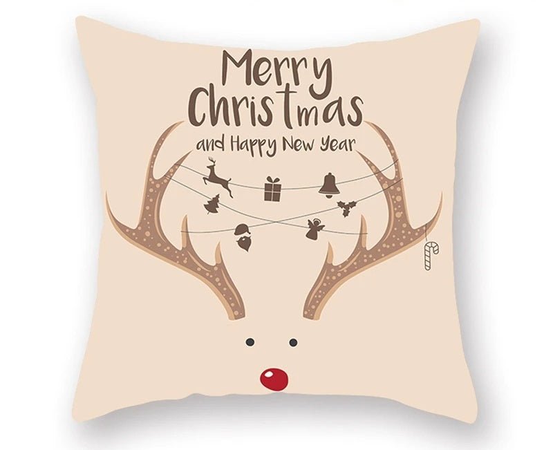 Lisslune | Christmas Cushion Cover – Festive Santa & Elk Design for Holiday Decor & Perfect New Year Gift
