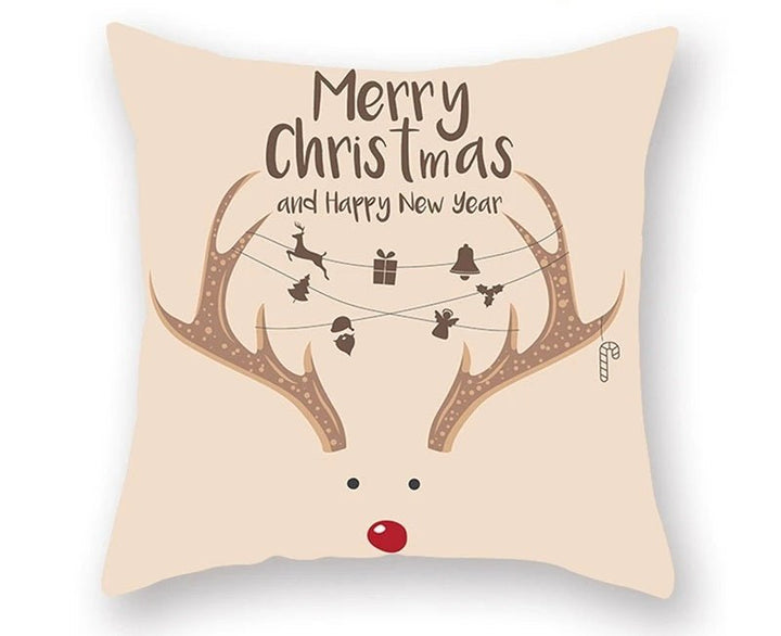 Lisslune | Christmas Cushion Cover – Festive Santa & Elk Design for Holiday Decor & Perfect New Year Gift