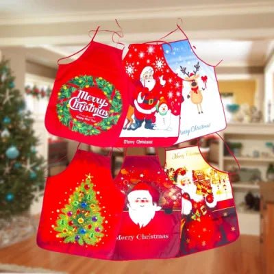 Lisslune | Christmas Cute Cooking Apron - Set of 6 - Home Kitchen Cooking Baking Oil-proof Apron