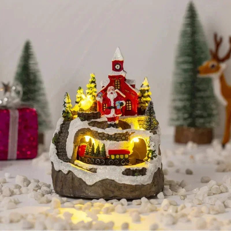 Lisslune | Christmas Figurine with Music & Lights – Snowy House Décor with Snowman for Delightful Holiday Gifts & Home Charm