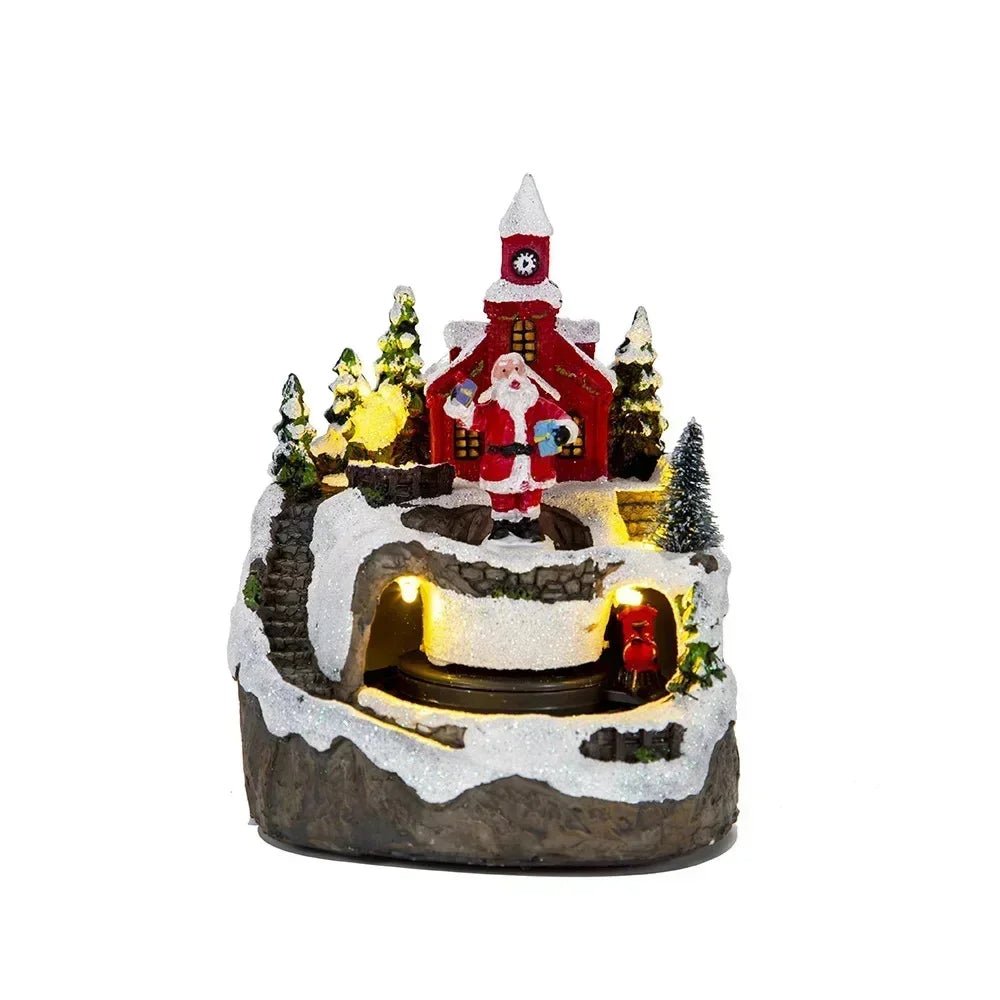 Lisslune | Christmas Figurine with Music & Lights – Snowy House Décor with Snowman for Delightful Holiday Gifts & Home Charm