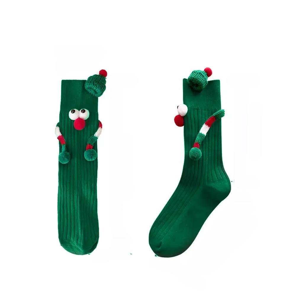 Lisslune | Christmas Holding Hands Socks- Elastic Cartoon Socks Perfect Funny Holiday Gift for Winter