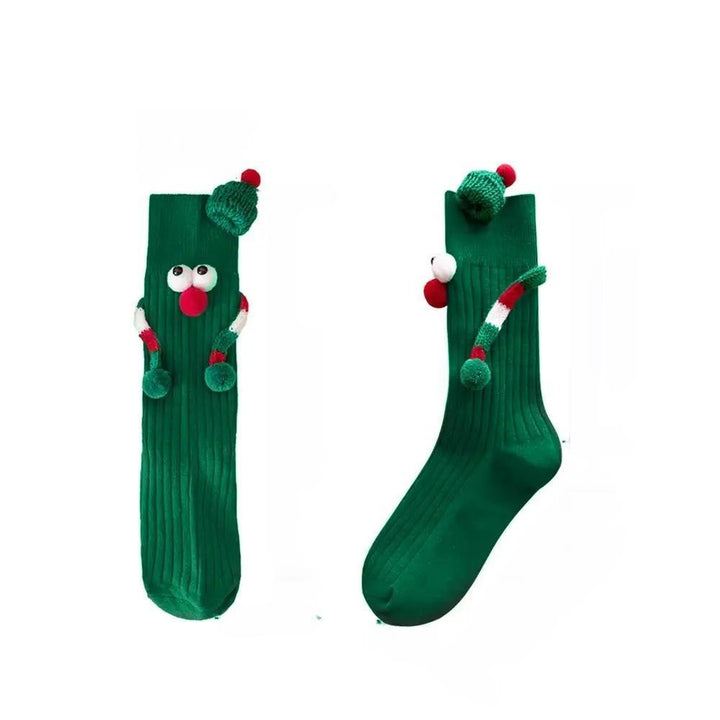 Lisslune | Christmas Holding Hands Socks- Elastic Cartoon Socks Perfect Funny Holiday Gift for Winter