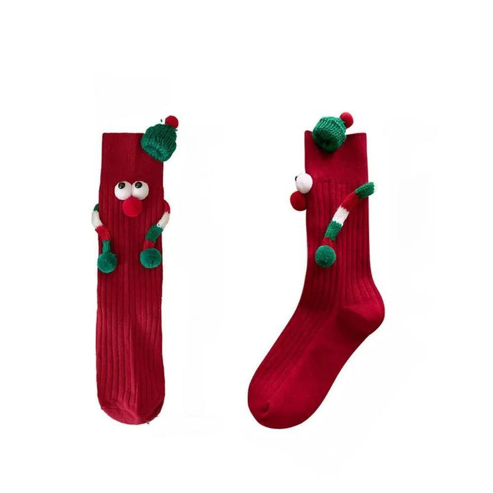 Lisslune | Christmas Holding Hands Socks- Elastic Cartoon Socks Perfect Funny Holiday Gift for Winter