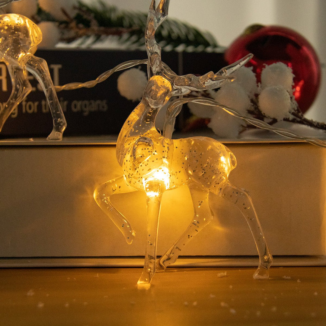 Lisslune | Christmas LED Reindeer String Lights – Battery-Powered Christmas Fairy Lights for Magical Holiday Parties, Home, and Tree Décor