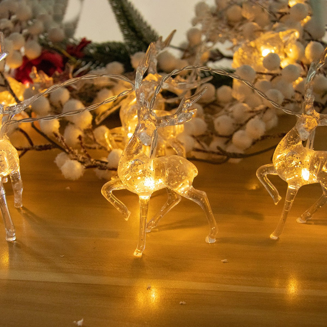 Lisslune | Christmas LED Reindeer String Lights – Battery-Powered Christmas Fairy Lights for Magical Holiday Parties, Home, and Tree Décor