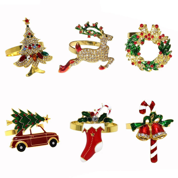 Lisslune | Christmas Napkin Rings – Sparkling Deer & Tree Wreath Holders for Festive Weddings & Holiday Table Decor