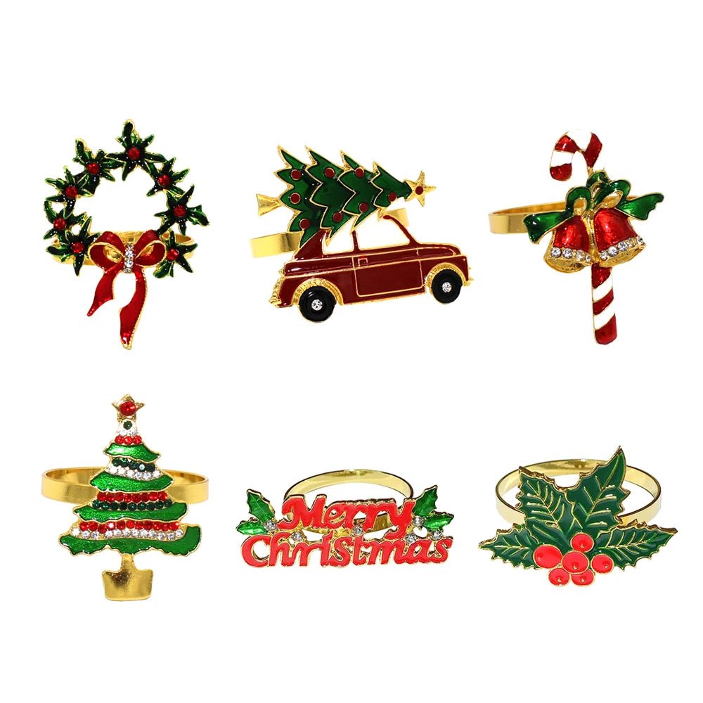 Lisslune | Christmas Napkin Rings – Sparkling Deer & Tree Wreath Holders for Festive Weddings & Holiday Table Decor