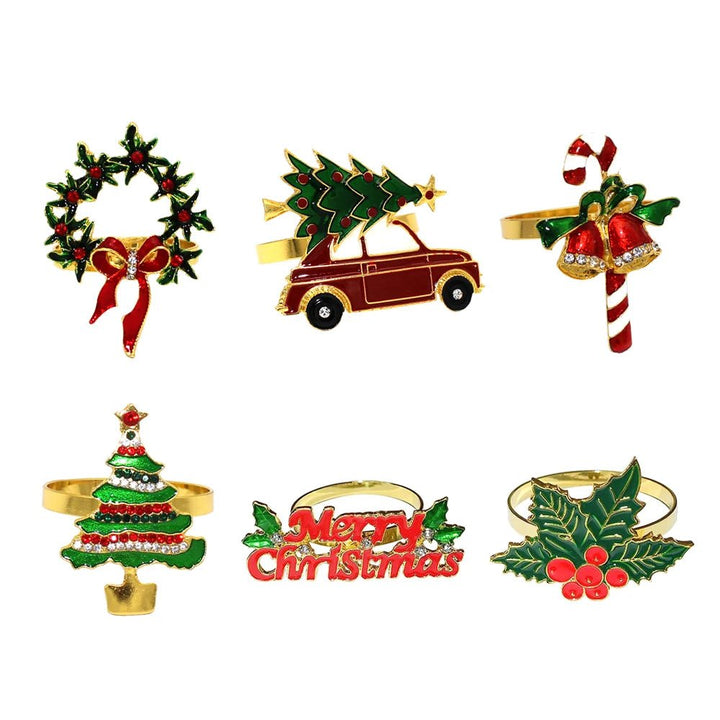 Lisslune | Christmas Napkin Rings – Sparkling Deer & Tree Wreath Holders for Festive Weddings & Holiday Table Decor