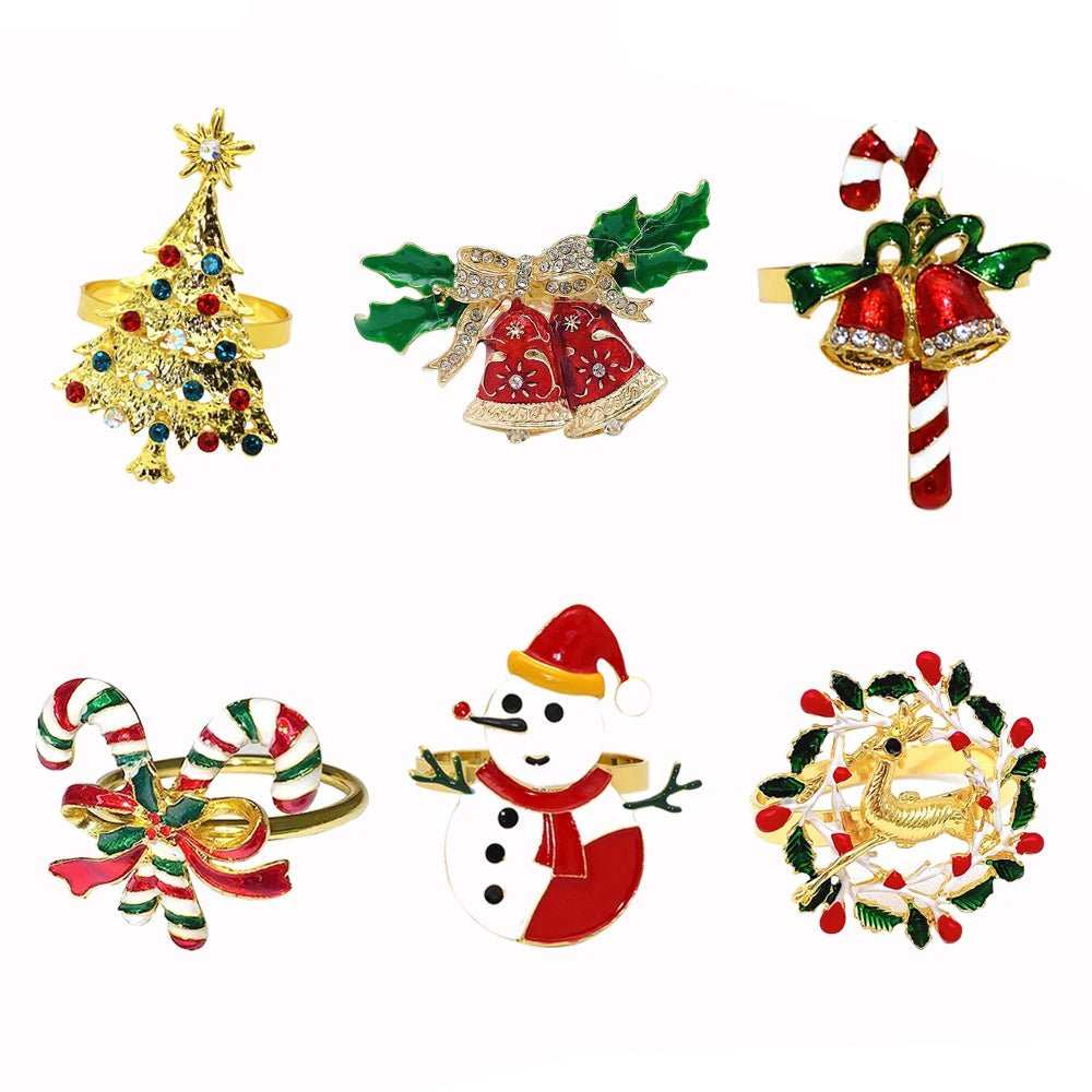 Lisslune | Christmas Napkin Rings – Sparkling Deer & Tree Wreath Holders for Festive Weddings & Holiday Table Decor