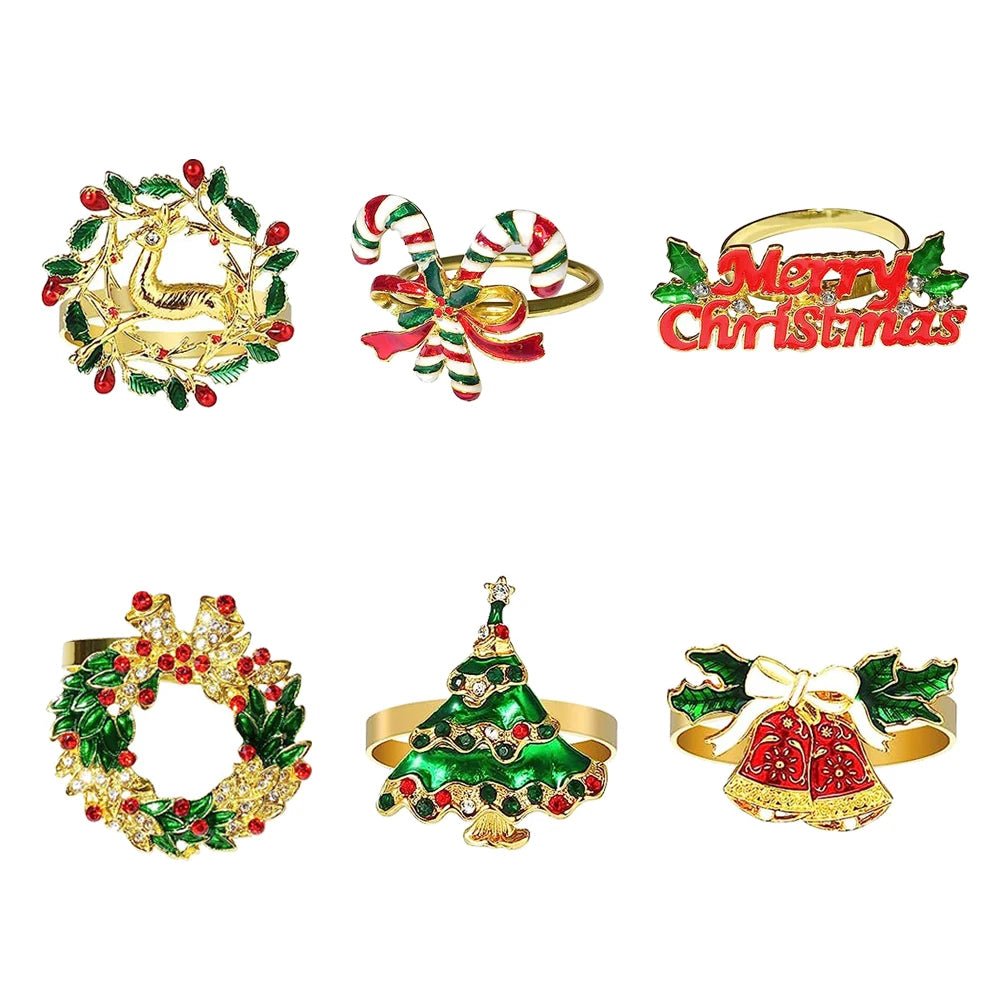 Lisslune | Christmas Napkin Rings – Sparkling Deer & Tree Wreath Holders for Festive Weddings & Holiday Table Decor