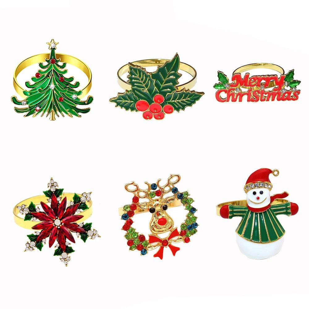 Lisslune | Christmas Napkin Rings – Sparkling Deer & Tree Wreath Holders for Festive Weddings & Holiday Table Decor