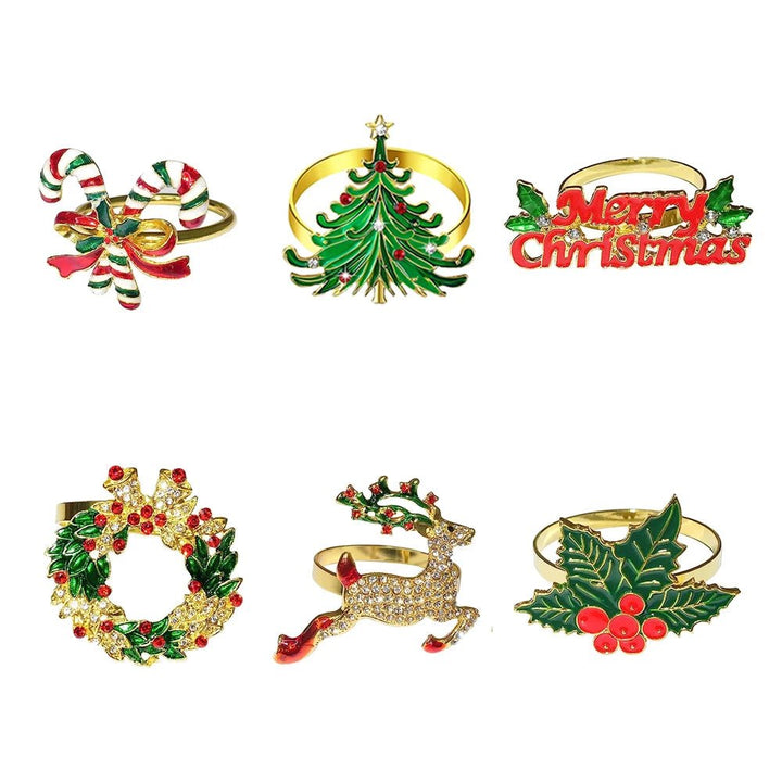 Lisslune | Christmas Napkin Rings – Sparkling Deer & Tree Wreath Holders for Festive Weddings & Holiday Table Decor