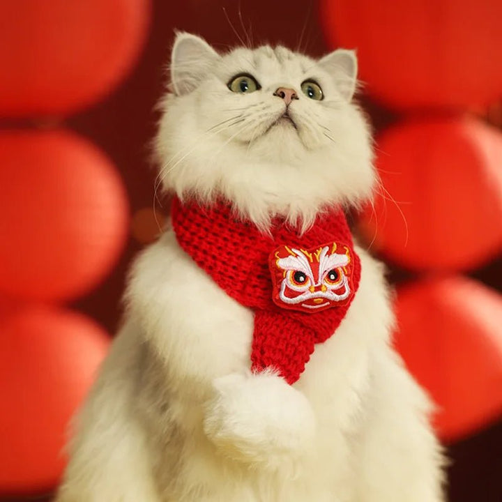 Lisslune | Christmas Pet Scarf & Hat – Adorable Red Scarf for Kittens & Puppies, Perfect Holiday Gift & Festive Accessory