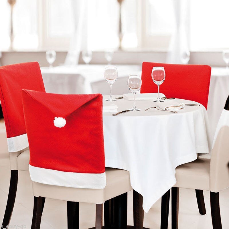 Lisslune | Christmas Santa Hat Chair Covers - Festive Chair Elegance - 4 piece set