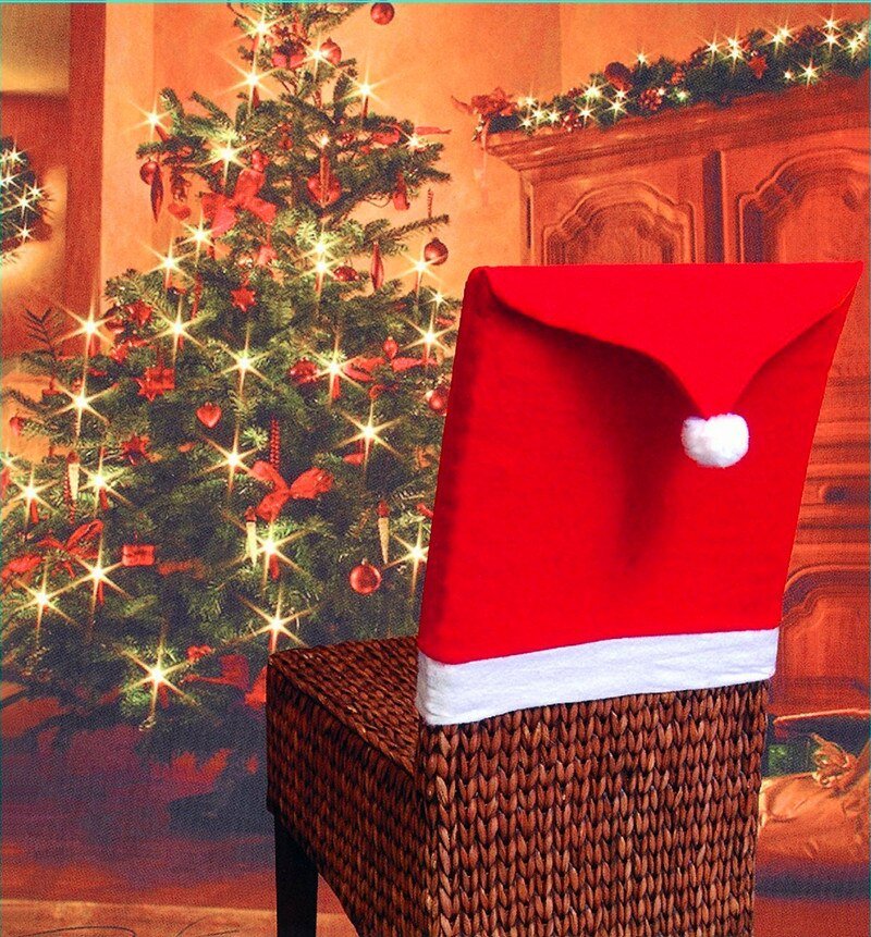 Lisslune | Christmas Santa Hat Chair Covers - Festive Chair Elegance - 4 piece set