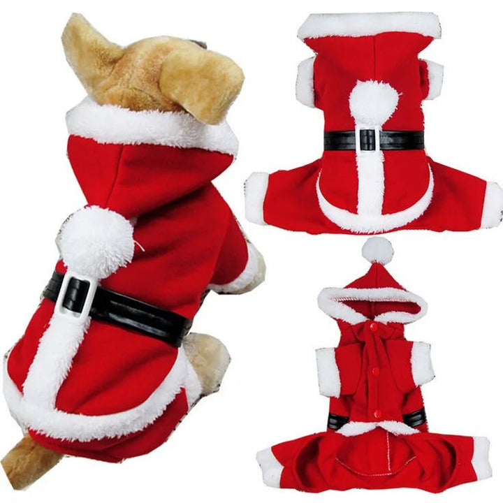 Lisslune | Christmas Santa Suit for Dogs – Cozy Hooded Christmas Outfit for Festive Four-Legged Friends