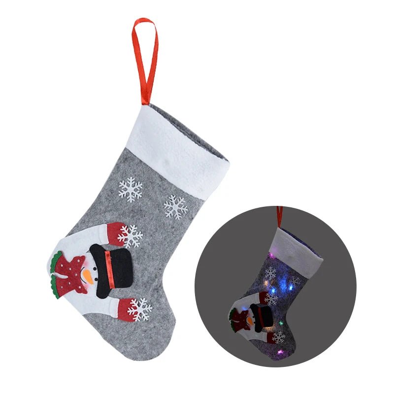 Lisslune | Christmas Stockings with LED Lights-  Snowman, Santa, Elk, and Bear Designs Perfect for Adding Festive Cheer to Your Fireplace or Christmas Tree!