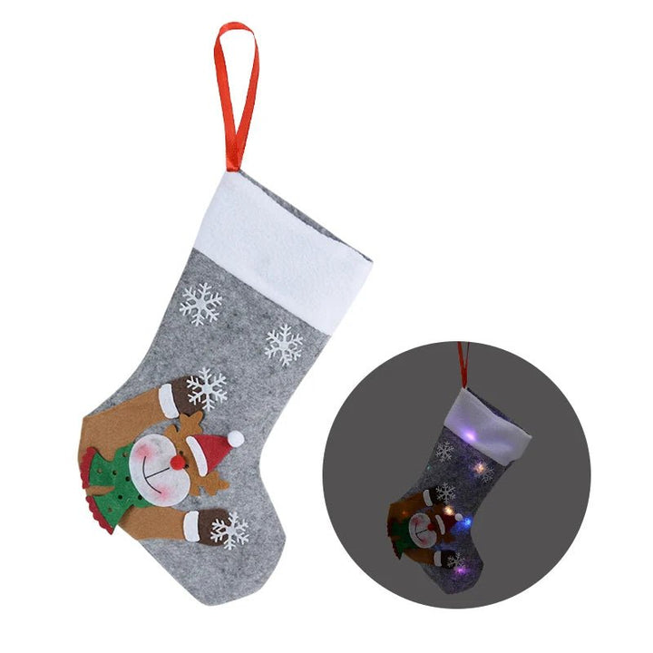 Lisslune | Christmas Stockings with LED Lights-  Snowman, Santa, Elk, and Bear Designs Perfect for Adding Festive Cheer to Your Fireplace or Christmas Tree!