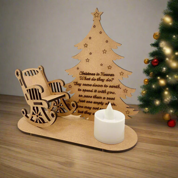 Lisslune | Christmas Tealight Candle Holder – "Merry Christmas in Heaven" Remembrance Ornament for Cherished Holiday Memories & Tabletop Décor