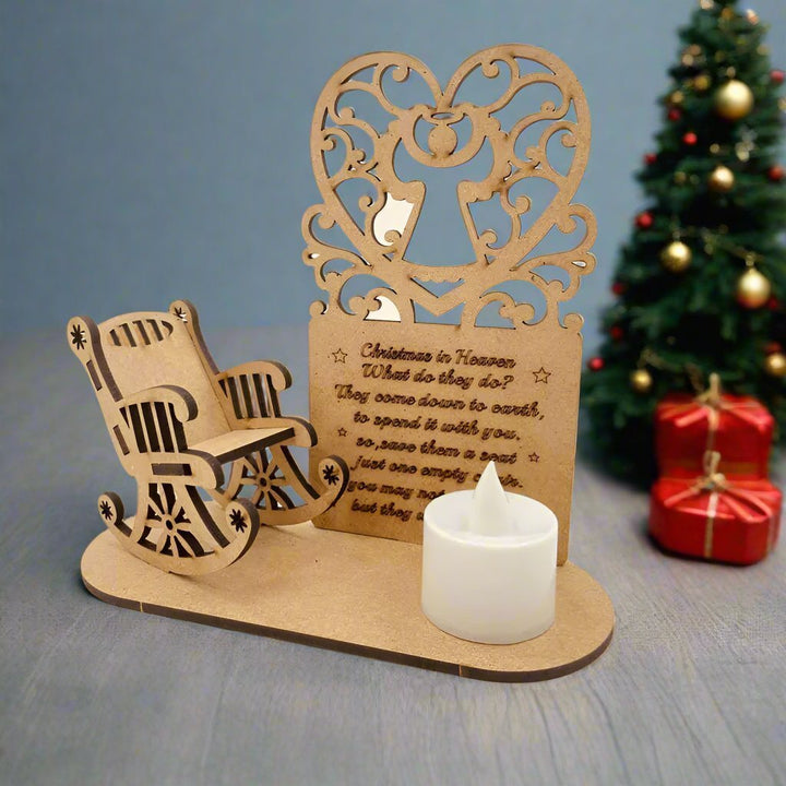 Lisslune | Christmas Tealight Candle Holder – "Merry Christmas in Heaven" Remembrance Ornament for Cherished Holiday Memories & Tabletop Décor