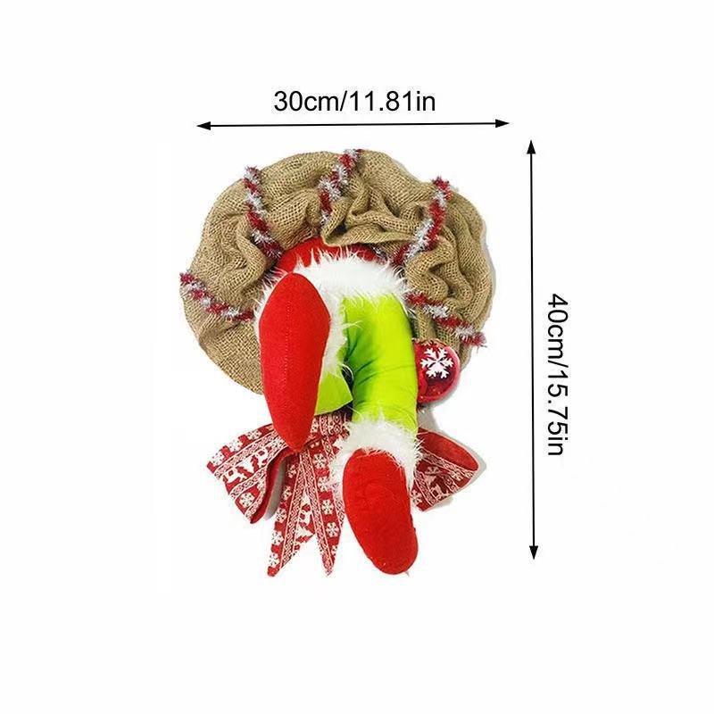 Lisslune | Christmas Thief & Elf Leg Burlap Wreath – Whimsical Holiday Décor for a Playful Festive Touch