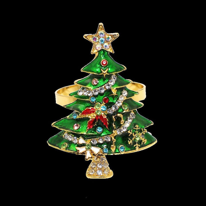 Lisslune | Christmas Tree Metal Napkin Rings Set- Perfect for Festive Dinners, Weddings, and Banquets