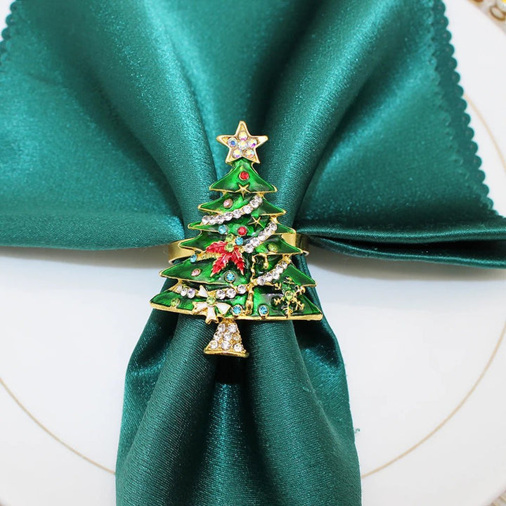 Lisslune | Christmas Tree Metal Napkin Rings Set- Perfect for Festive Dinners, Weddings, and Banquets
