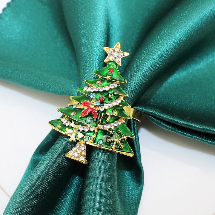 Lisslune | Christmas Tree Metal Napkin Rings Set- Perfect for Festive Dinners, Weddings, and Banquets