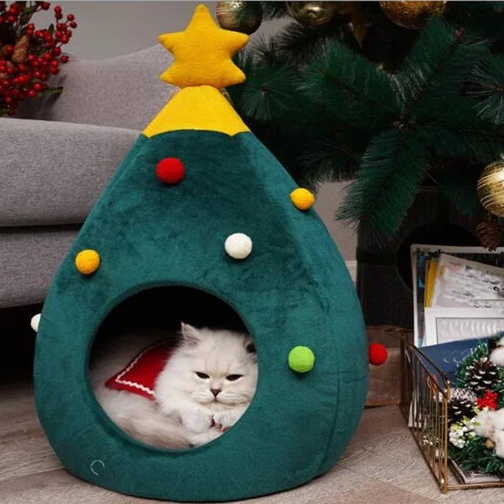 Lisslune | Christmas Tree Pet Bed / Tent – Warm Winter Tent for Dogs & Cats, Perfect for Holiday Comfort & Style