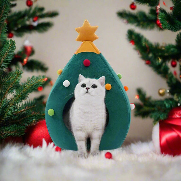 Lisslune | Christmas Tree Pet Bed / Tent – Warm Winter Tent for Dogs & Cats, Perfect for Holiday Comfort & Style