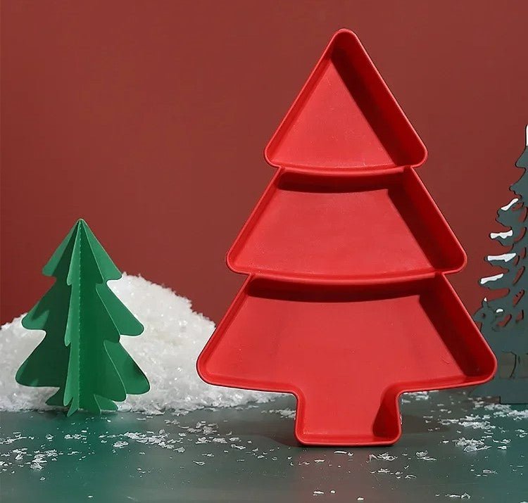 Lisslune | Christmas Tree-Shaped Snack Plates - Set of 4 – Perfect for Candy, Nuts, Fruits, and Desserts at Parties & Holidays