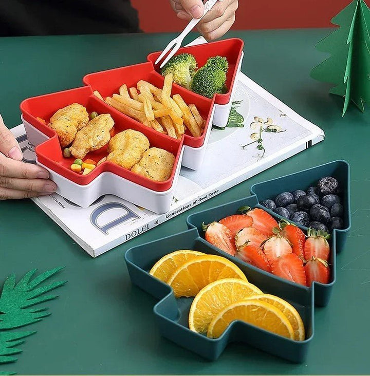 Lisslune | Christmas Tree-Shaped Snack Plates - Set of 4 – Perfect for Candy, Nuts, Fruits, and Desserts at Parties & Holidays
