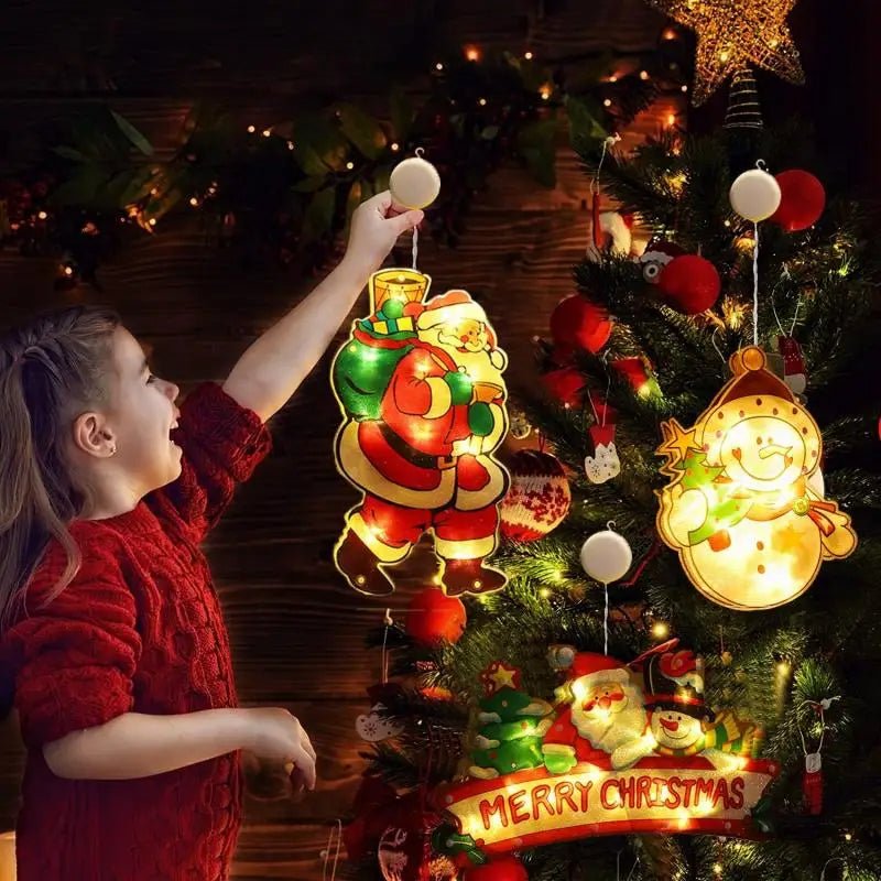 Lisslune | Christmas Window Hanging Lights - Battery Operated Christmas Lighted Decorations
