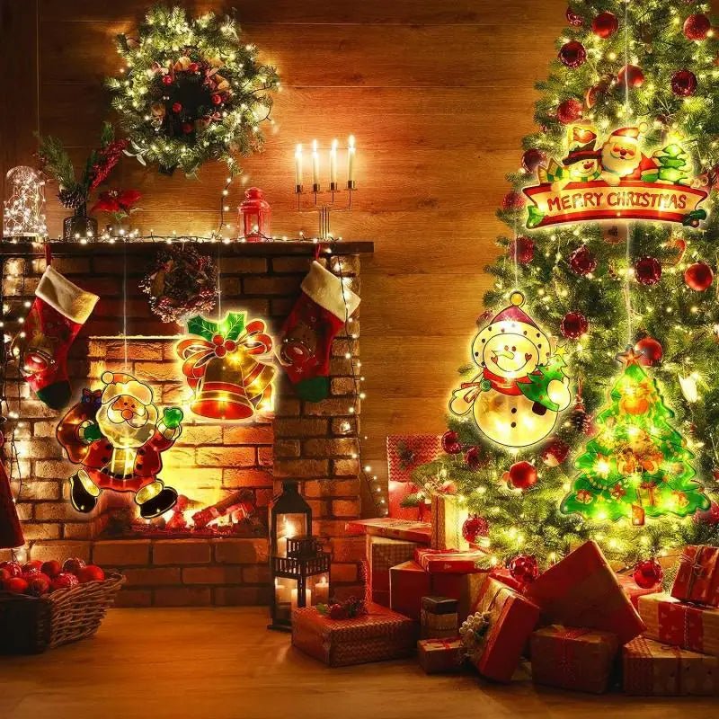 Lisslune | Christmas Window Hanging Lights - Battery Operated Christmas Lighted Decorations