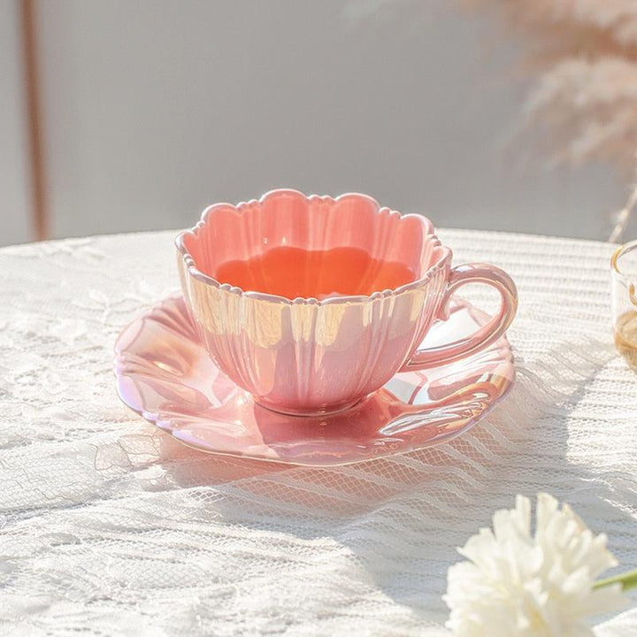 Lisslune | FloraCharm Pearl Flower Cup and Saucer Set – A Magical Coffee Delight