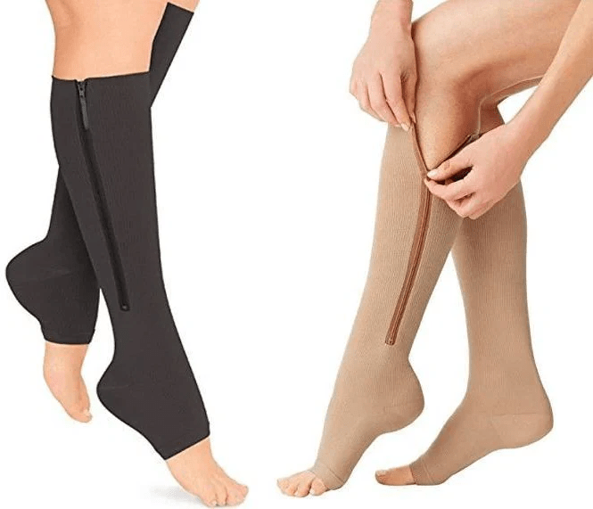 Lisslune | CIRCULOFLEX – Zipper Compression Socks 20-30 mmHg with Open Toe Design