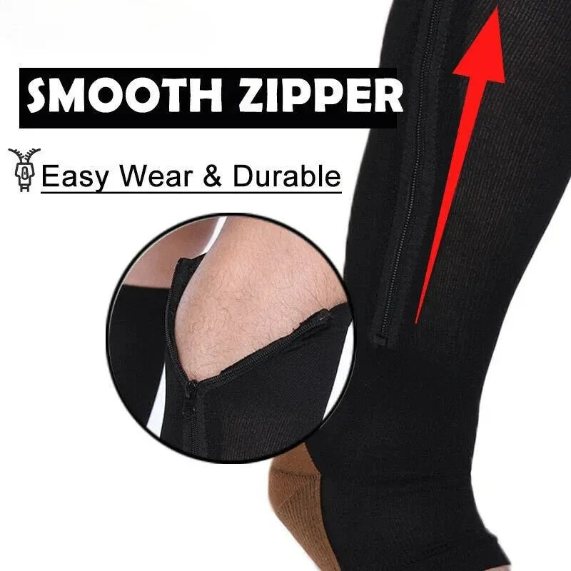Lisslune | CIRCULOFLEX – Zipper Compression Socks 20-30 mmHg with Open Toe Design