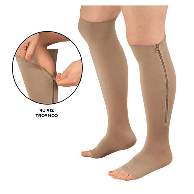 Lisslune | CIRCULOFLEX – Zipper Compression Socks 20-30 mmHg with Open Toe Design