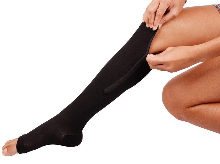 Lisslune | CIRCULOFLEX – Zipper Compression Socks 20-30 mmHg with Open Toe Design