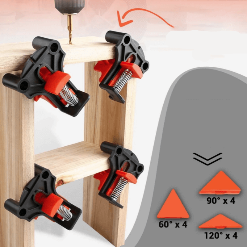 Lisslune | CORNERMATE – Adjustable 4-Way Corner Clamp Set for Perfect 60°, 90°, and 120° Angles
