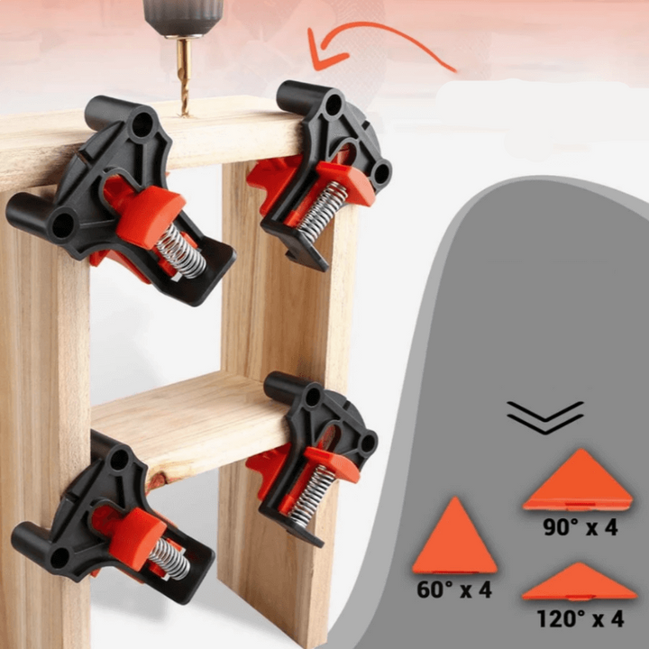 Lisslune | CORNERMATE – Adjustable 4-Way Corner Clamp Set for Perfect 60°, 90°, and 120° Angles