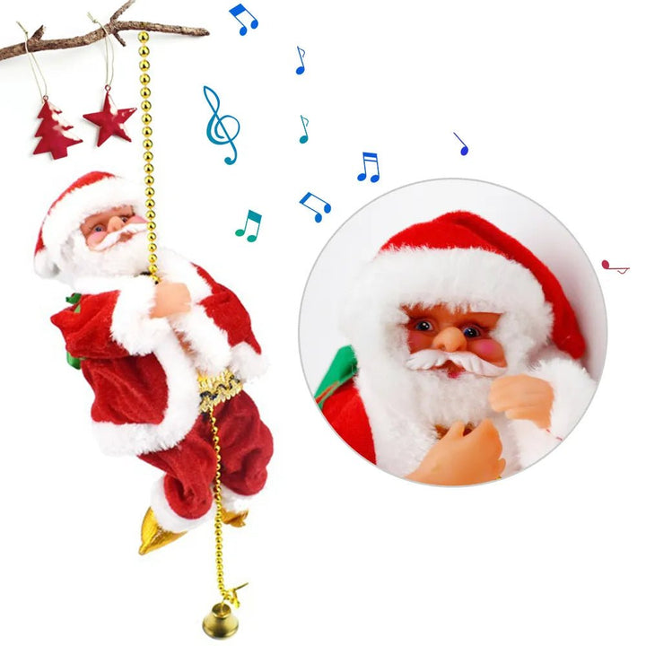 Lisslune | Climbing Santa Claus Christmas Ornament - Climbing Santa with Light Music Indoor and Outdoor Christmas Decor