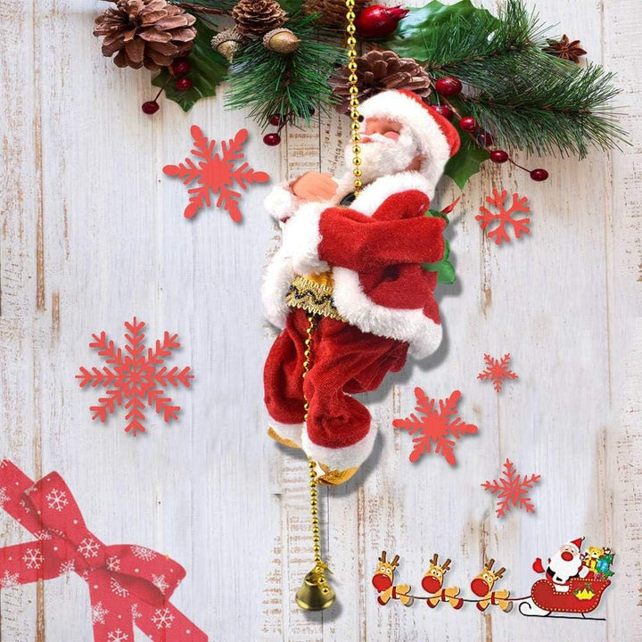 Lisslune | Climbing Santa Claus Christmas Ornament - Climbing Santa with Light Music Indoor and Outdoor Christmas Decor