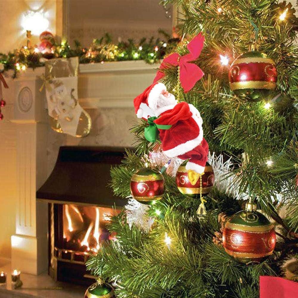 Lisslune | Climbing Santa Claus Christmas Ornament - Climbing Santa with Light Music Indoor and Outdoor Christmas Decor