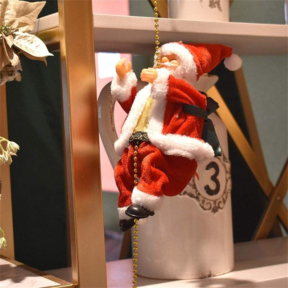 Lisslune | Climbing Santa Claus Christmas Ornament - Climbing Santa with Light Music Indoor and Outdoor Christmas Decor