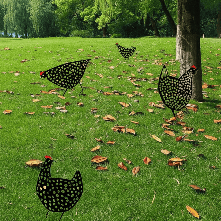 Lisslune | Cluckura – Weatherproof Metal Chicken Statue for Garden & Patio