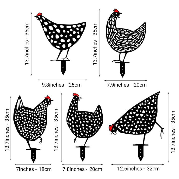 Lisslune | Cluckura – Weatherproof Metal Chicken Statue for Garden & Patio