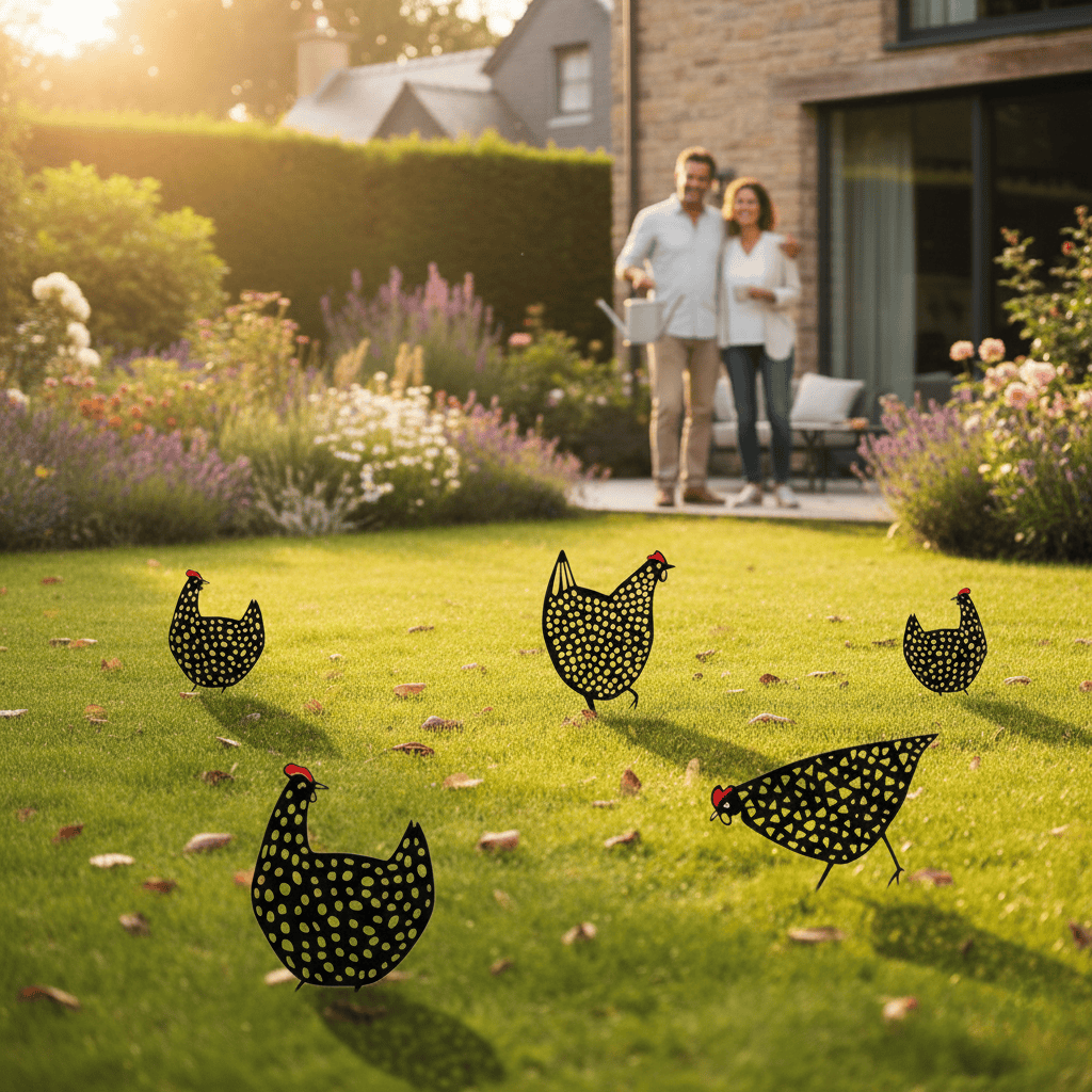 Lisslune | Cluckura – Weatherproof Metal Chicken Statue for Garden & Patio