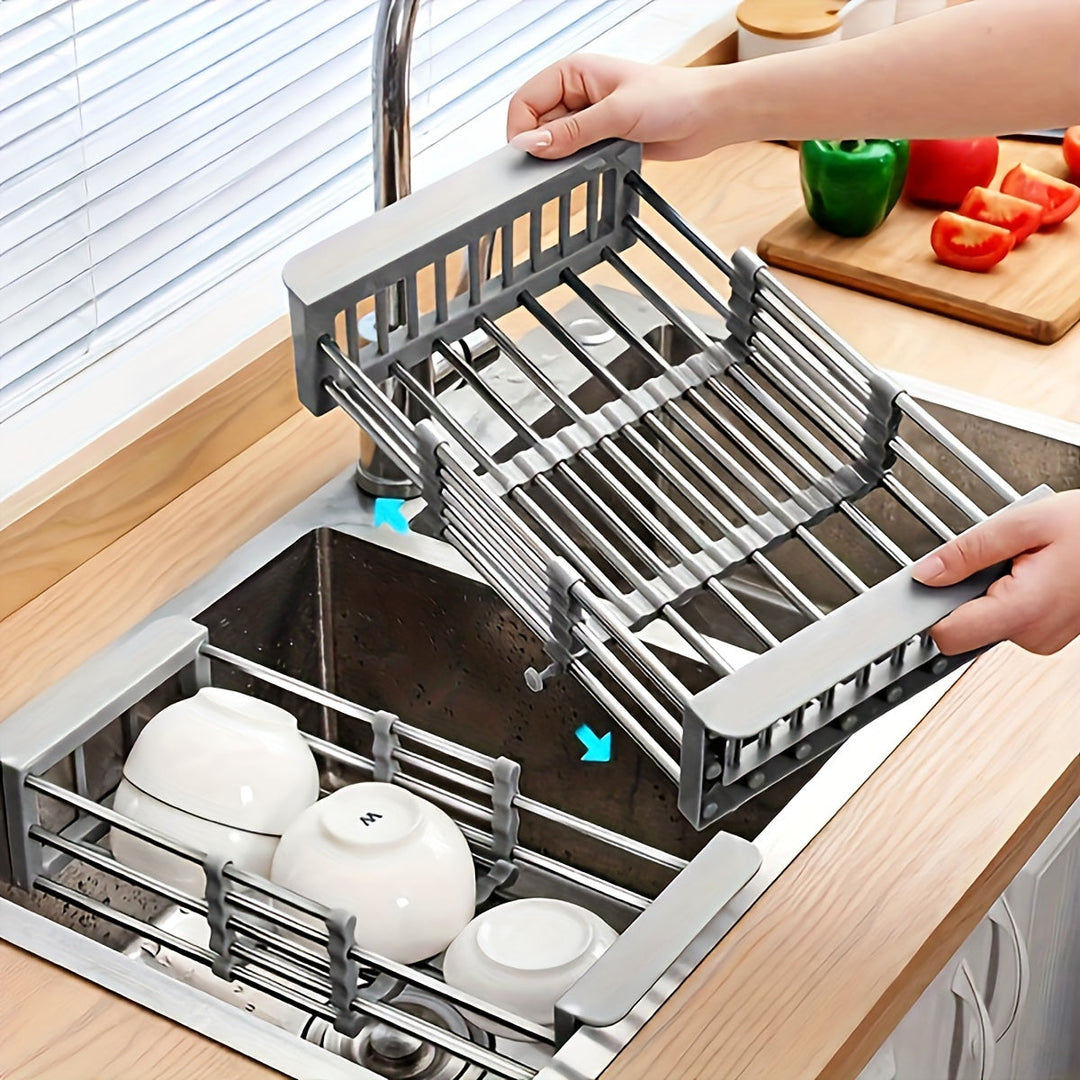 Lisslune | Expandable Sink Draining Rack – Space-saving Dish and Vegetable Holder for the Kitchen